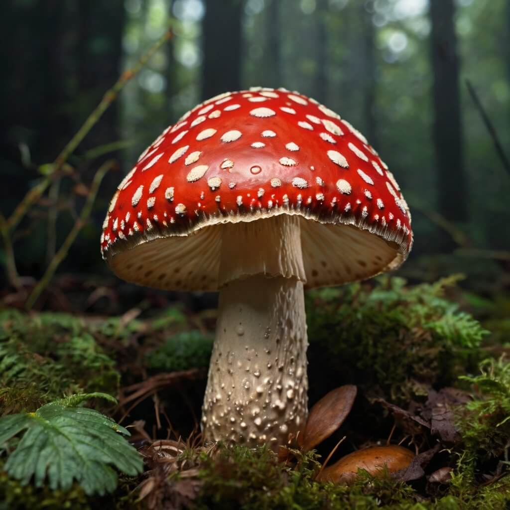 An image of the amanita muscaria mushroom, a cover image for our blog explaining "what is muscimol?" and its benefits