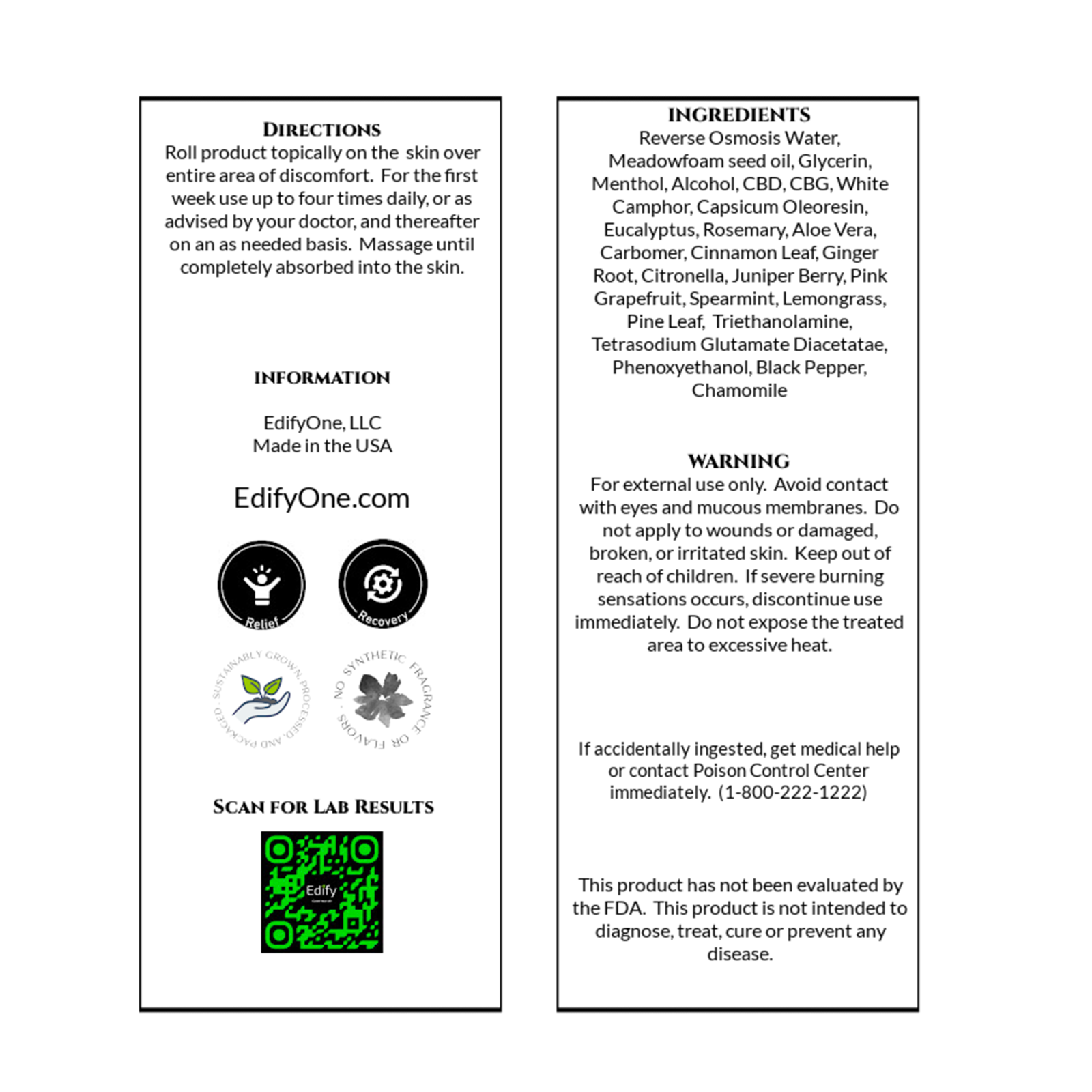 CBD roll on stick hemp extract ingredients and usage directions